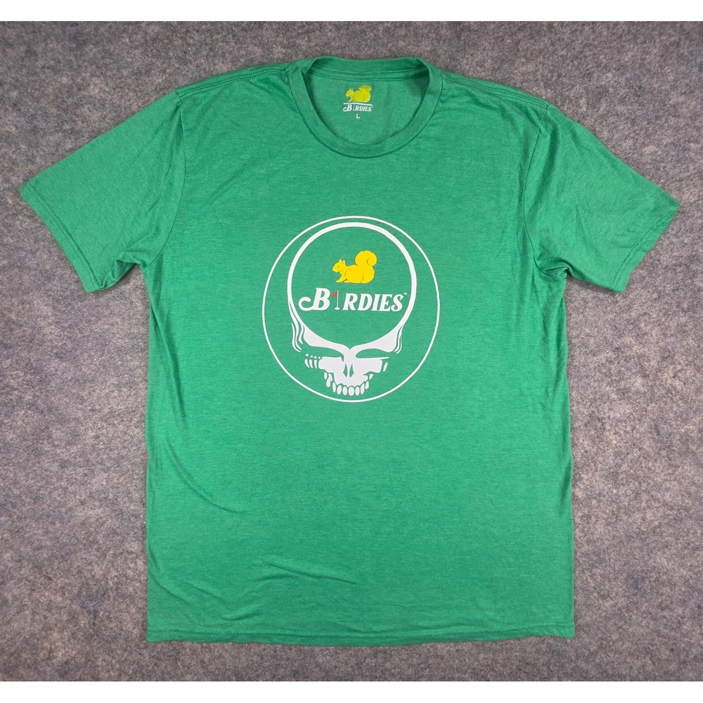 Birdies Golf T-Shirt Mens Large Green Grateful Dead Steal Your Face Make It Good